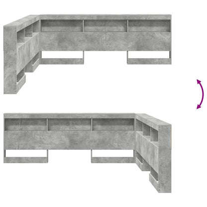 vidaXL Aufbewahrungskopfteil mit Regal Beton Grau 200 cm Holzwerkstoff
