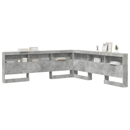 vidaXL Aufbewahrungskopfteil mit Regal Beton Grau 200 cm Holzwerkstoff