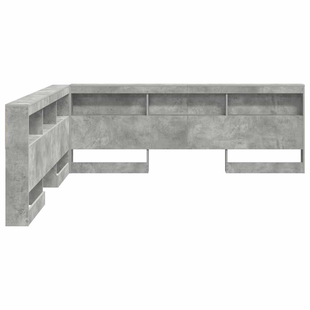 vidaXL Aufbewahrungskopfteil mit Regal Beton Grau 200 cm Holzwerkstoff