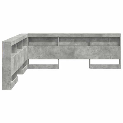 vidaXL Aufbewahrungskopfteil mit Regal Beton Grau 200 cm Holzwerkstoff
