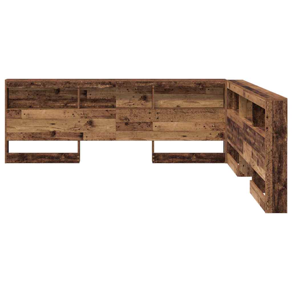vidaXL Aufbewahrungskopfteil mit Regal Altholz 200 cm Holzwerkstoff