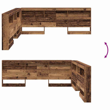 vidaXL Aufbewahrungskopfteil mit Regal Altholz 200 cm Holzwerkstoff