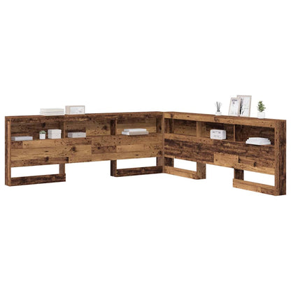 vidaXL Aufbewahrungskopfteil mit Regal Altholz 200 cm Holzwerkstoff