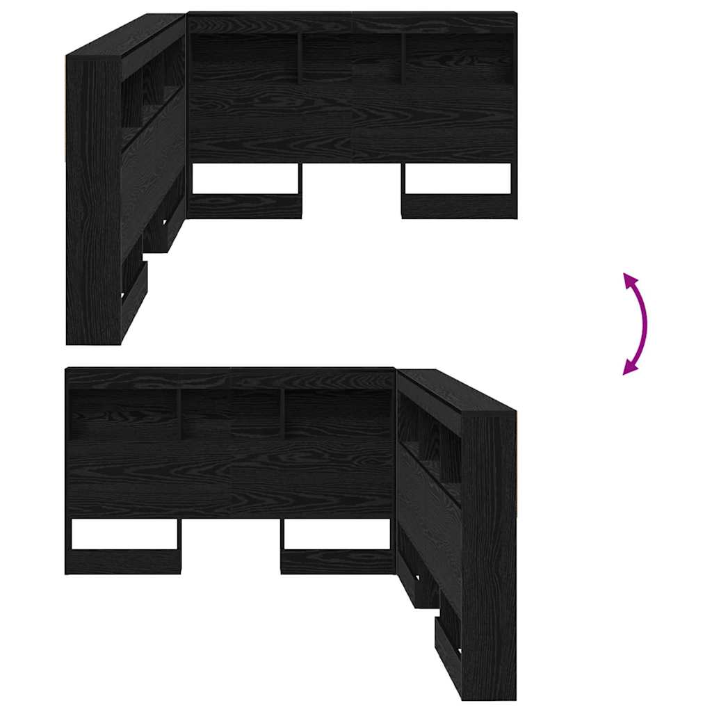 Aufbewahrungskopfteil Schwarz Eichen-Optik 120 cm Holzwerkstoff