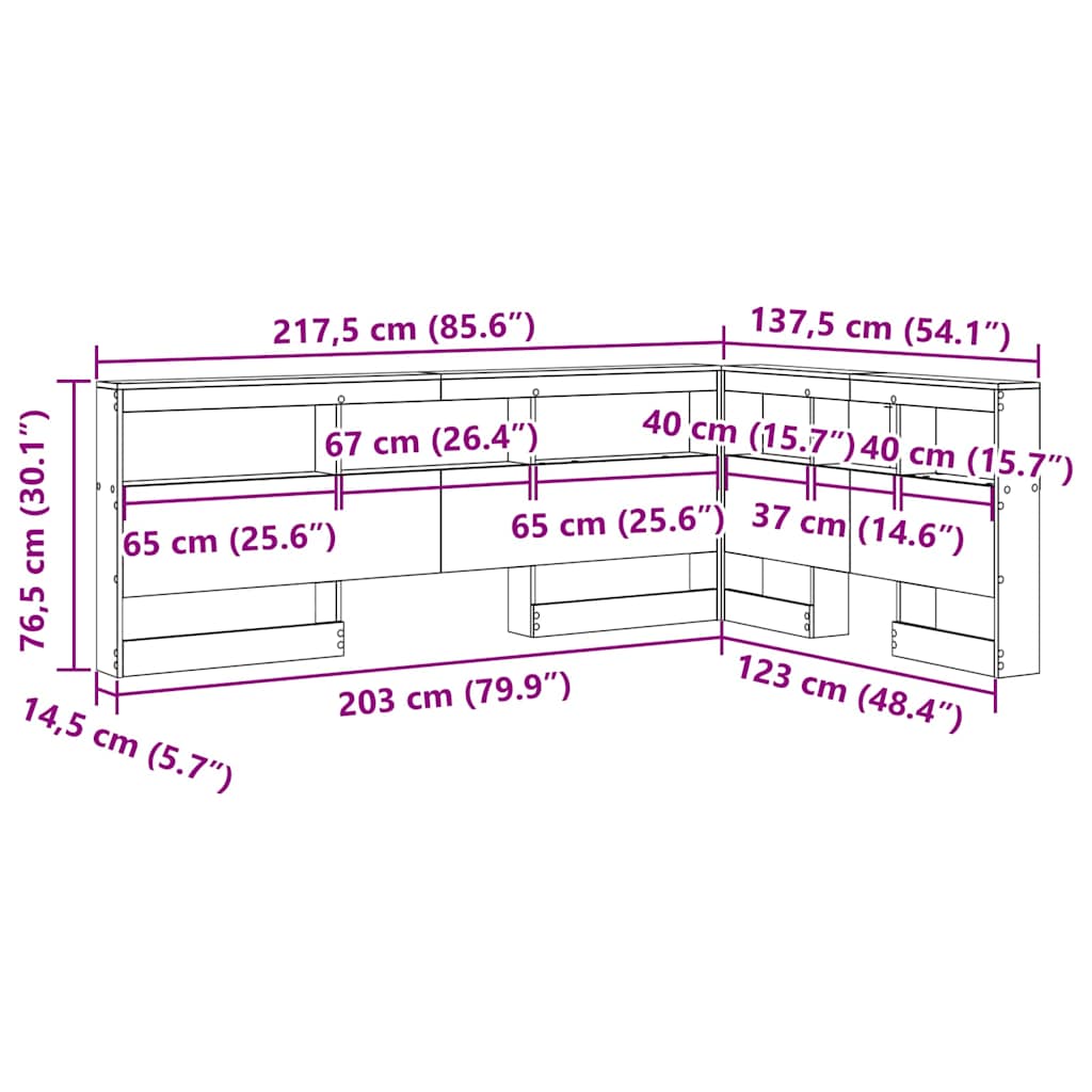vidaXL Aufbewahrungskopfteil Schwarz Eichen-Optik 120 cm Holzwerkstoff