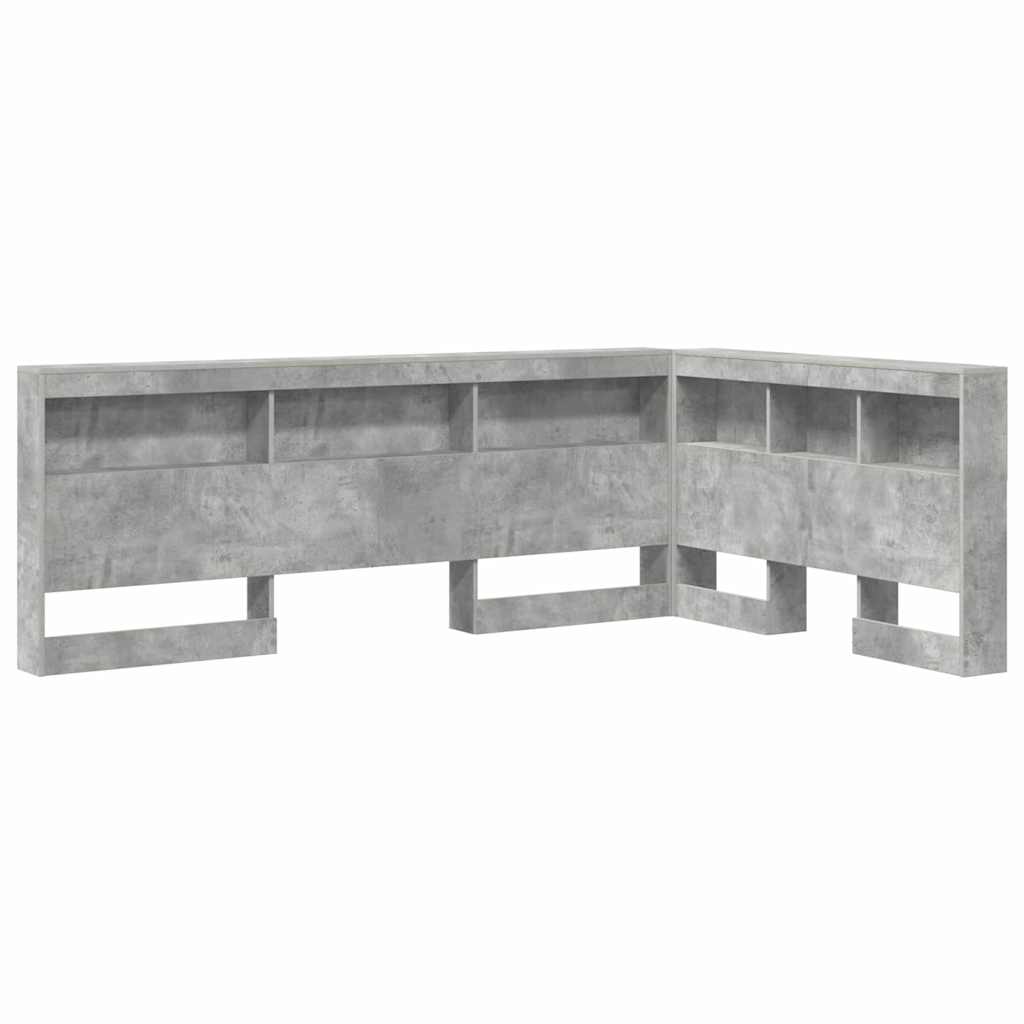 vidaXL Aufbewahrungskopfteil mit Regal Beton Grau 120 cm Holzwerkstoff
