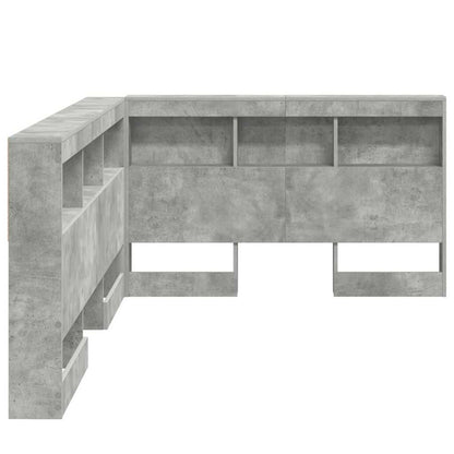 vidaXL Aufbewahrungskopfteil mit Regal Beton Grau 120 cm Holzwerkstoff