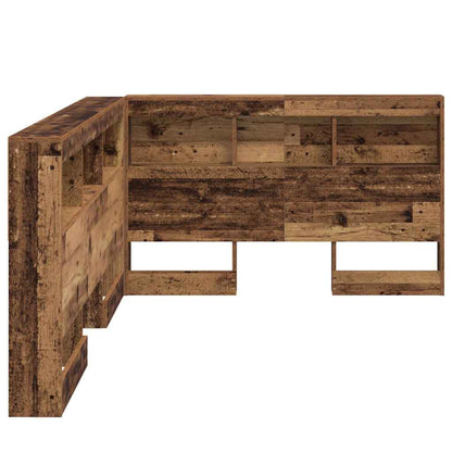 vidaXL Aufbewahrungskopfteil mit Regal Altholz 120 cm Holzwerkstoff