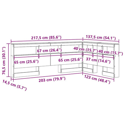vidaXL Aufbewahrungskopfteil mit Regal Altholz 120 cm Holzwerkstoff