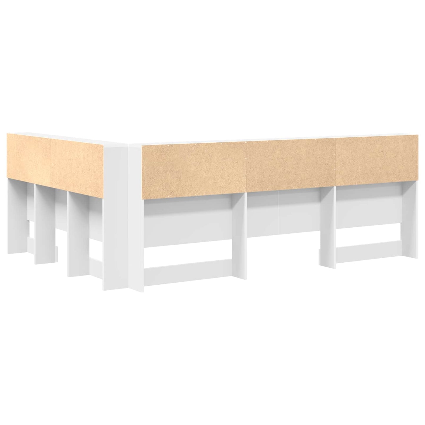 vidaXL Aufbewahrungskopfteil mit Regal Weiß 140 cm Holzwerkstoff