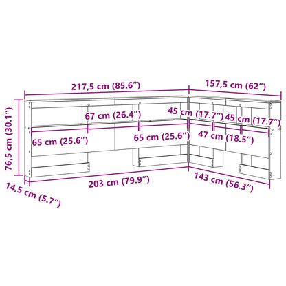 vidaXL Aufbewahrungskopfteil mit Regal Weiß 140 cm Holzwerkstoff