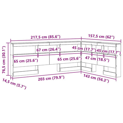 vidaXL Aufbewahrungskopfteil mit Regal Altholz 140 cm Holzwerkstoff