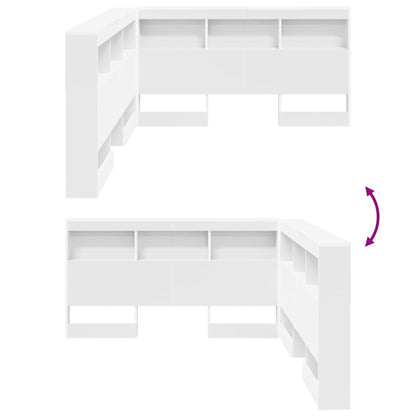 Aufbewahrungskopfteil mit Regal Weiß 150 cm Holzwerkstoff