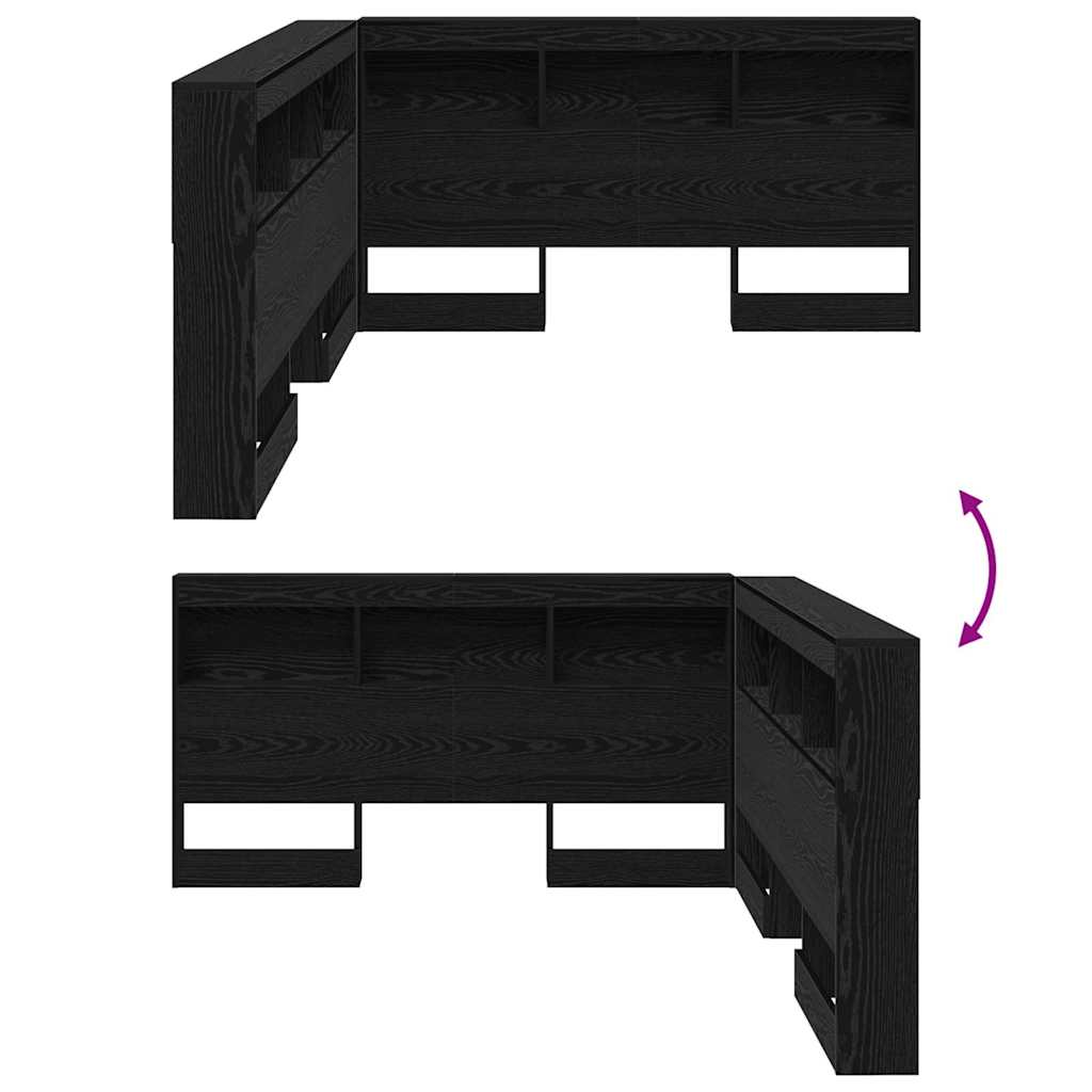 Aufbewahrungskopfteil Schwarz Eichen-Optik 150 cm Holzwerkstoff