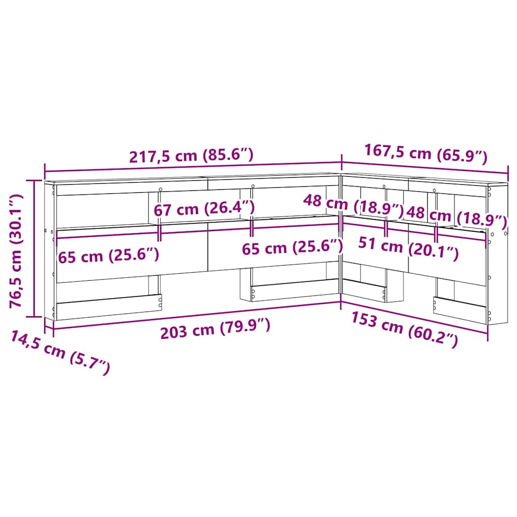vidaXL Aufbewahrungskopfteil Geräucherte Eiche 150 cm Holzwerkstoff