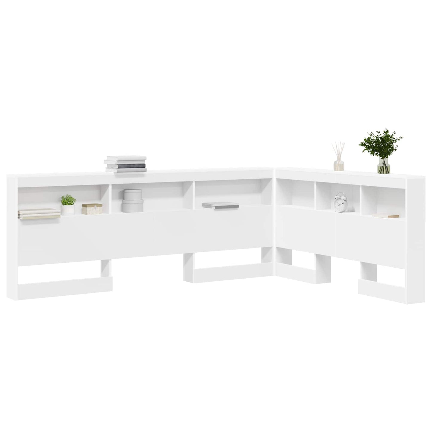 vidaXL Aufbewahrungskopfteil mit Regal Weiß 160 cm Holzwerkstoff
