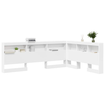 vidaXL Aufbewahrungskopfteil mit Regal Weiß 160 cm Holzwerkstoff