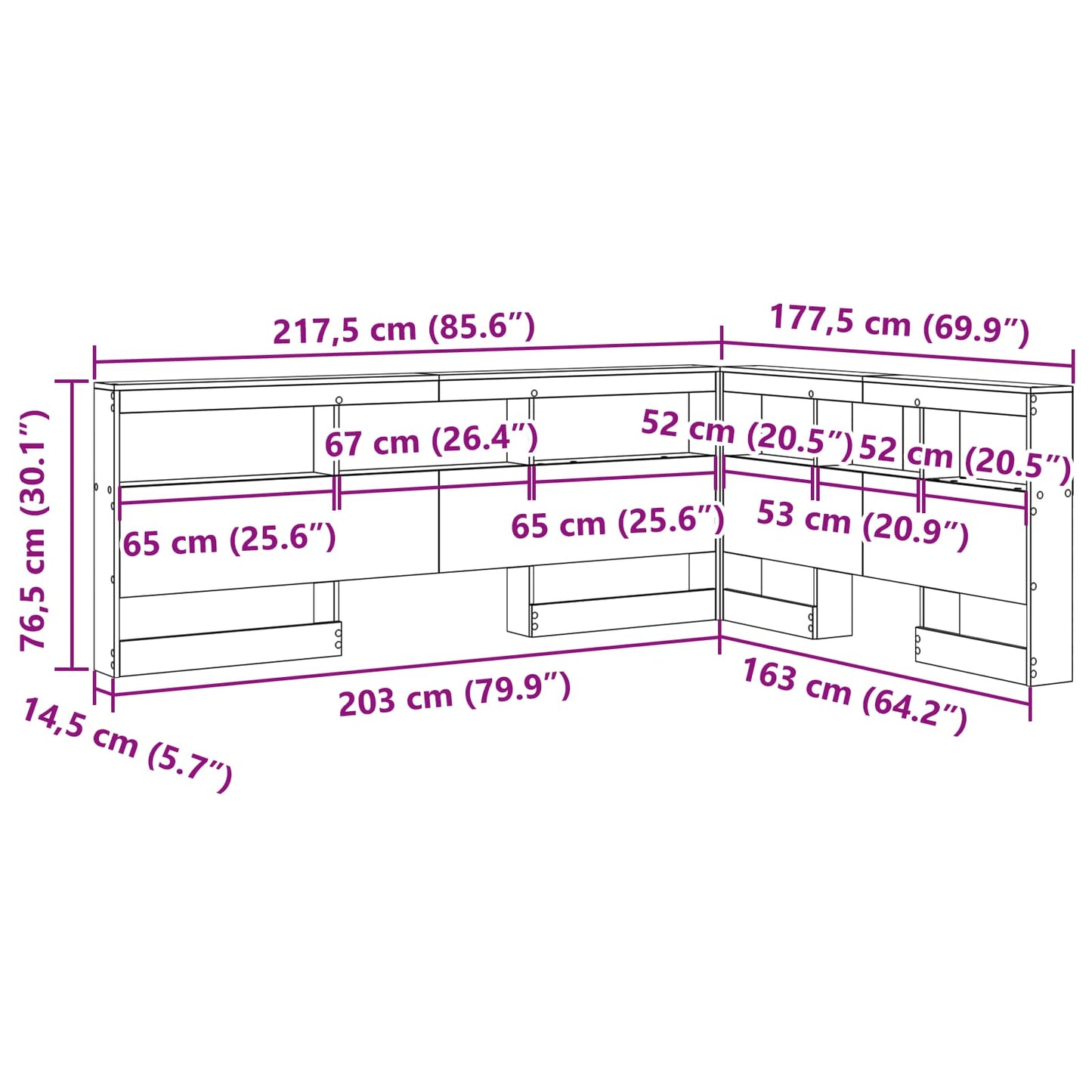 vidaXL Aufbewahrungskopfteil mit Regal Weiß 160 cm Holzwerkstoff