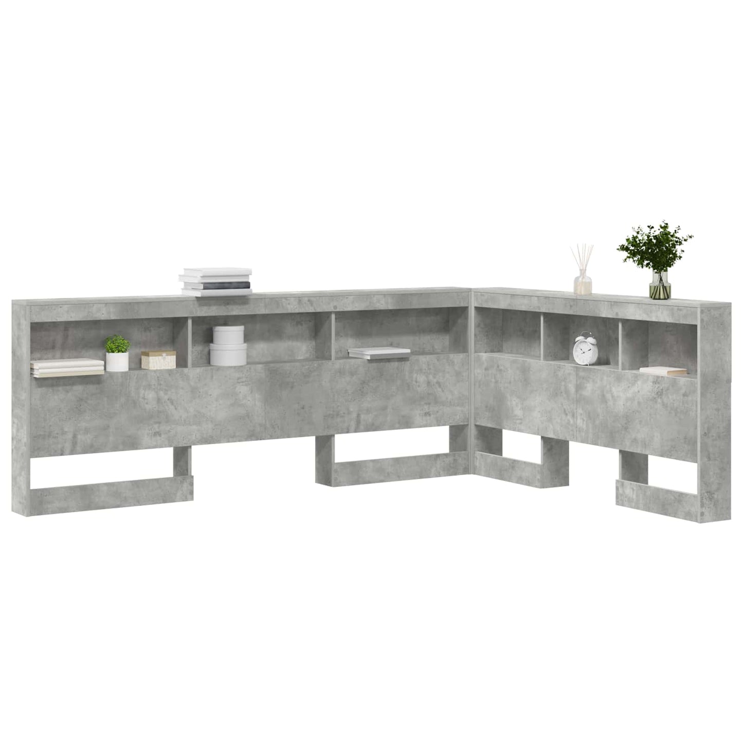 vidaXL Stauraum-Kopfteil mit Regal Betongrau 160 cm Holzwerkstoff