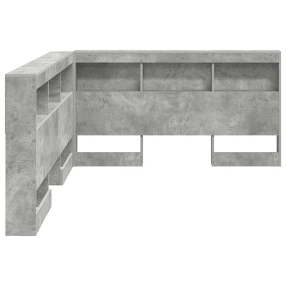 vidaXL Stauraum-Kopfteil mit Regal Betongrau 160 cm Holzwerkstoff