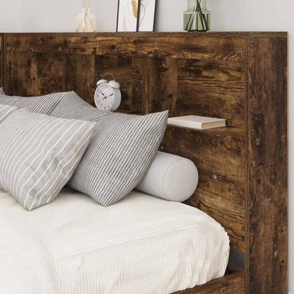 vidaXL Stauraum-Kopfteil mit Regal Räuchereiche 160 cm Holzwerkstoff