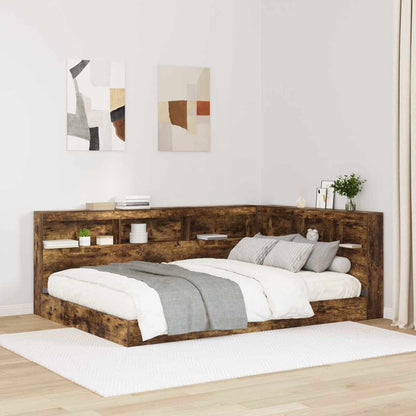 vidaXL Stauraum-Kopfteil mit Regal Räuchereiche 160 cm Holzwerkstoff