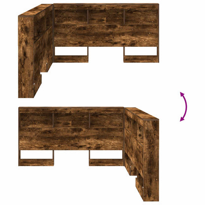 vidaXL Stauraum-Kopfteil mit Regal Räuchereiche 160 cm Holzwerkstoff