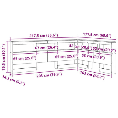 vidaXL Aufbewahrungskopfteil mit Regal Altholz 160 cm Holzwerkstoff