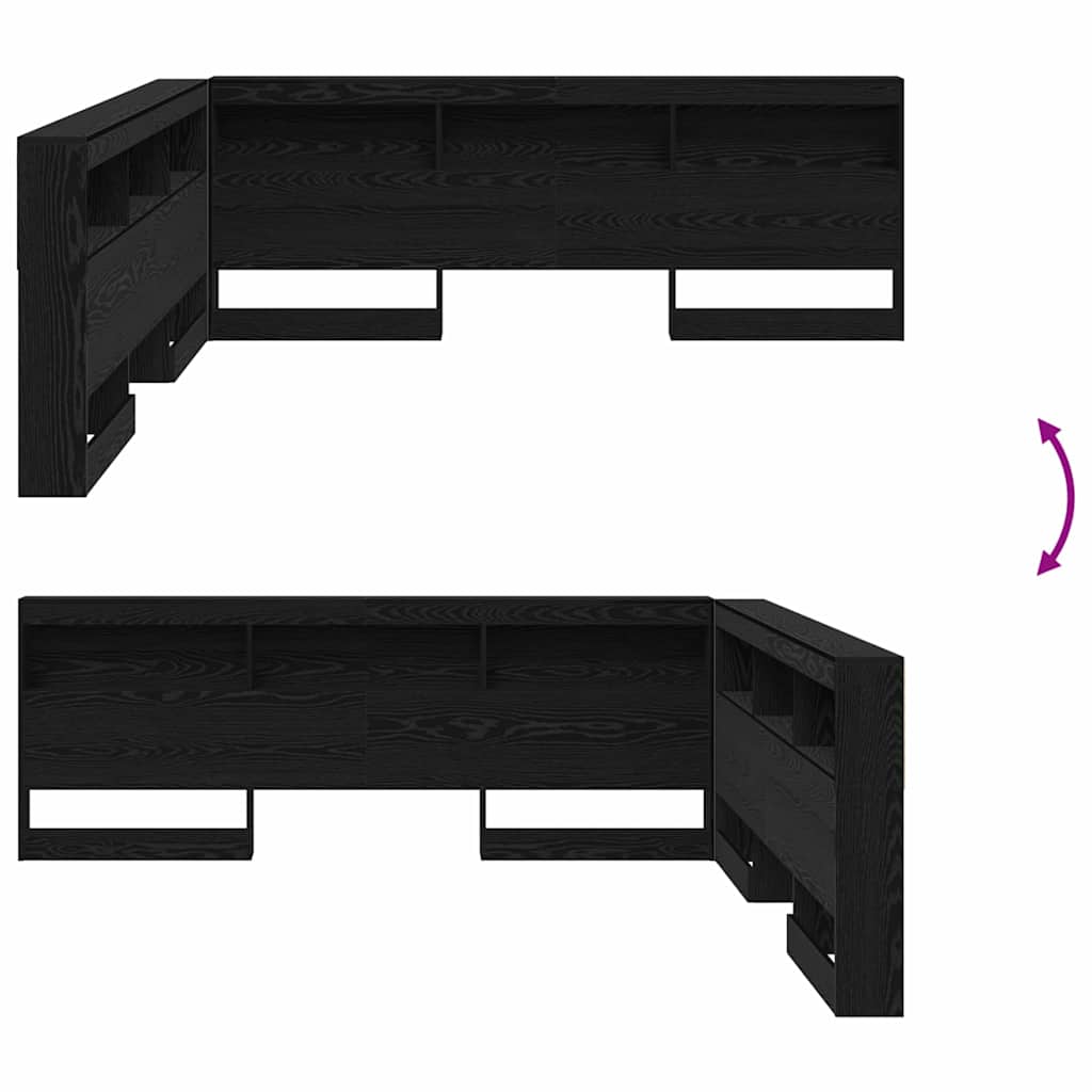 vidaXL Aufbewahrungskopfteil Schwarz Eichen-Optik 180 cm Holzwerkstoff