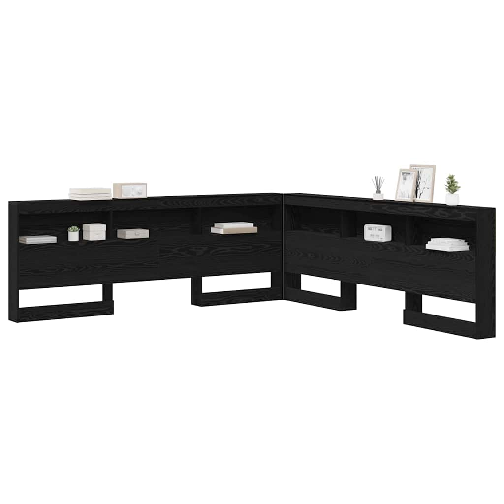 vidaXL Aufbewahrungskopfteil Schwarz Eichen-Optik 180 cm Holzwerkstoff