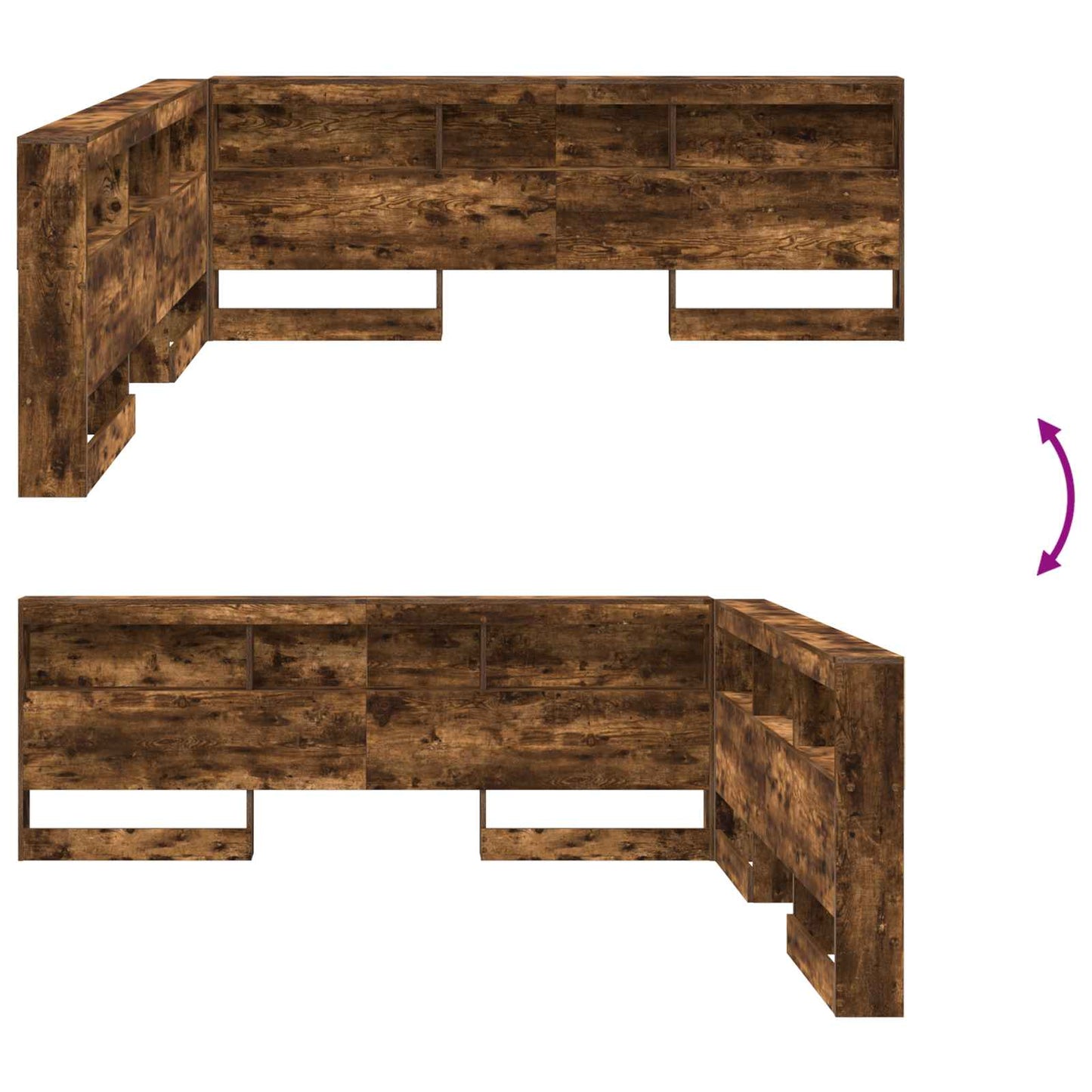 vidaXL Aufbewahrungskopfteil Geräucherte Eiche 180 cm Holzwerkstoff