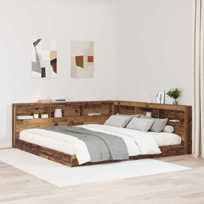 vidaXL Aufbewahrungskopfteil mit Regal Altholz 180 cm Holzwerkstoff