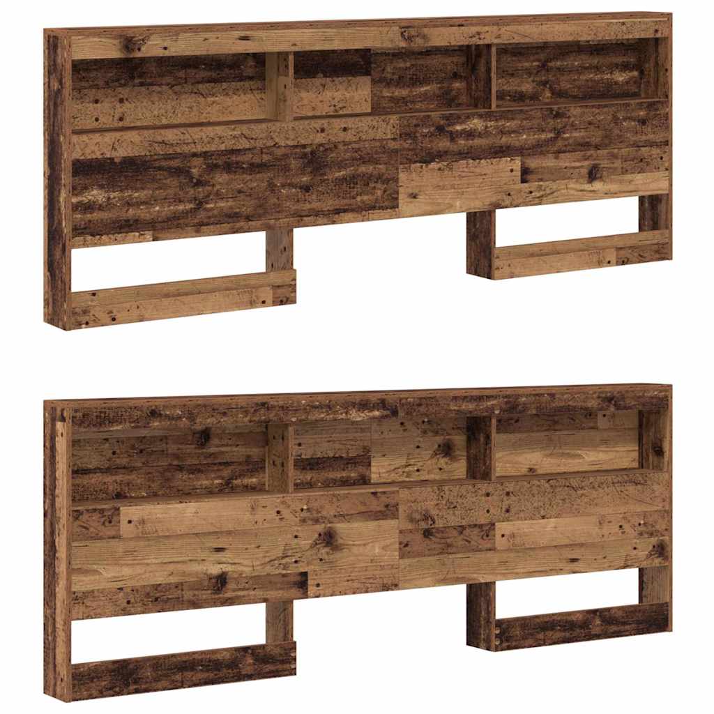 vidaXL Aufbewahrungskopfteil mit Regal Altholz 180 cm Holzwerkstoff