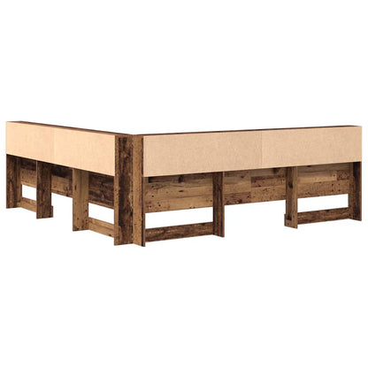 vidaXL Aufbewahrungskopfteil mit Regal Altholz 180 cm Holzwerkstoff