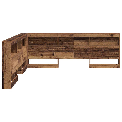 vidaXL Aufbewahrungskopfteil mit Regal Altholz 180 cm Holzwerkstoff