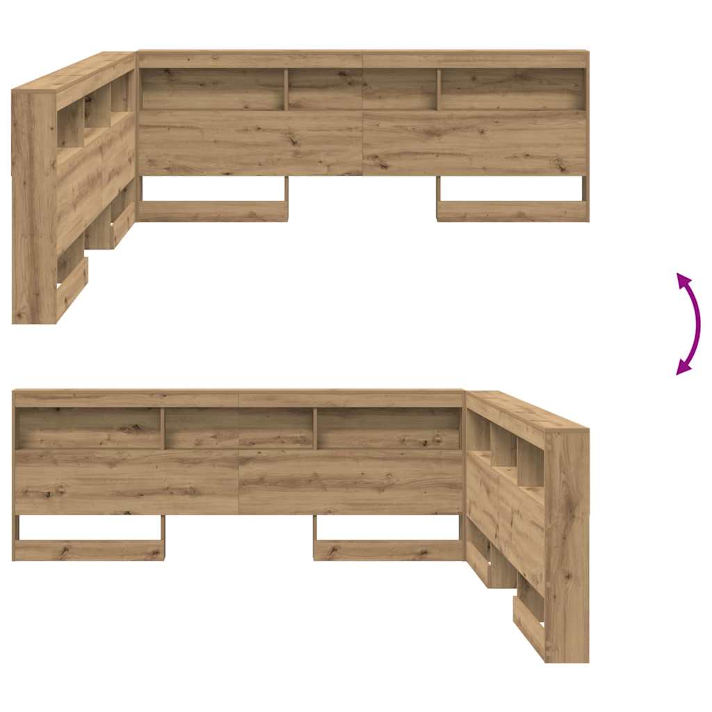 vidaXL Aufbewahrungskopfteil Artisan-Eiche 180 cm Holzwerkstoff