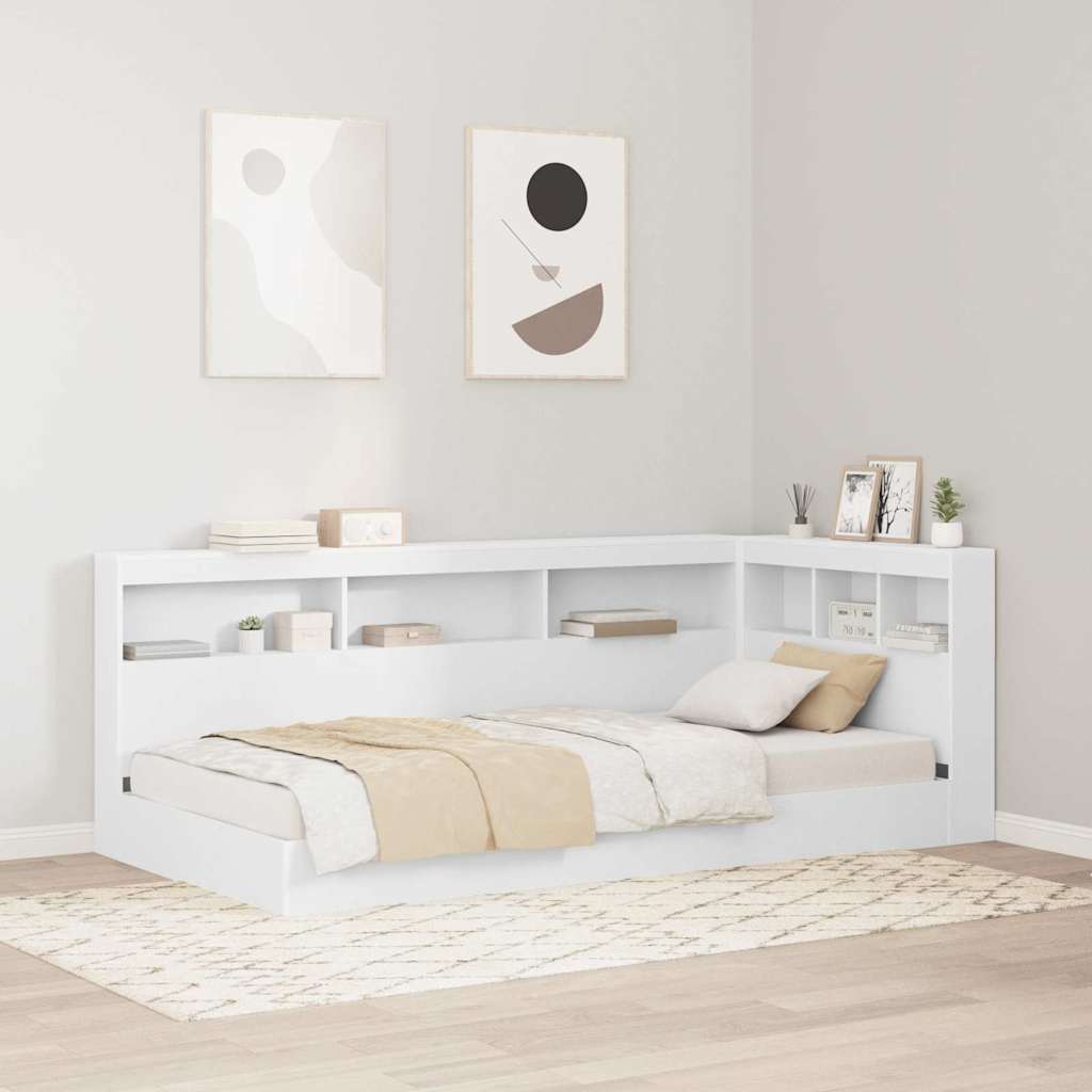 vidaXL Aufbewahrungskopfteil mit Regal Weiß 90 cm Holzwerkstoff