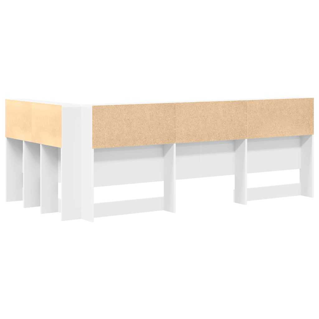 vidaXL Aufbewahrungskopfteil mit Regal Weiß 90 cm Holzwerkstoff