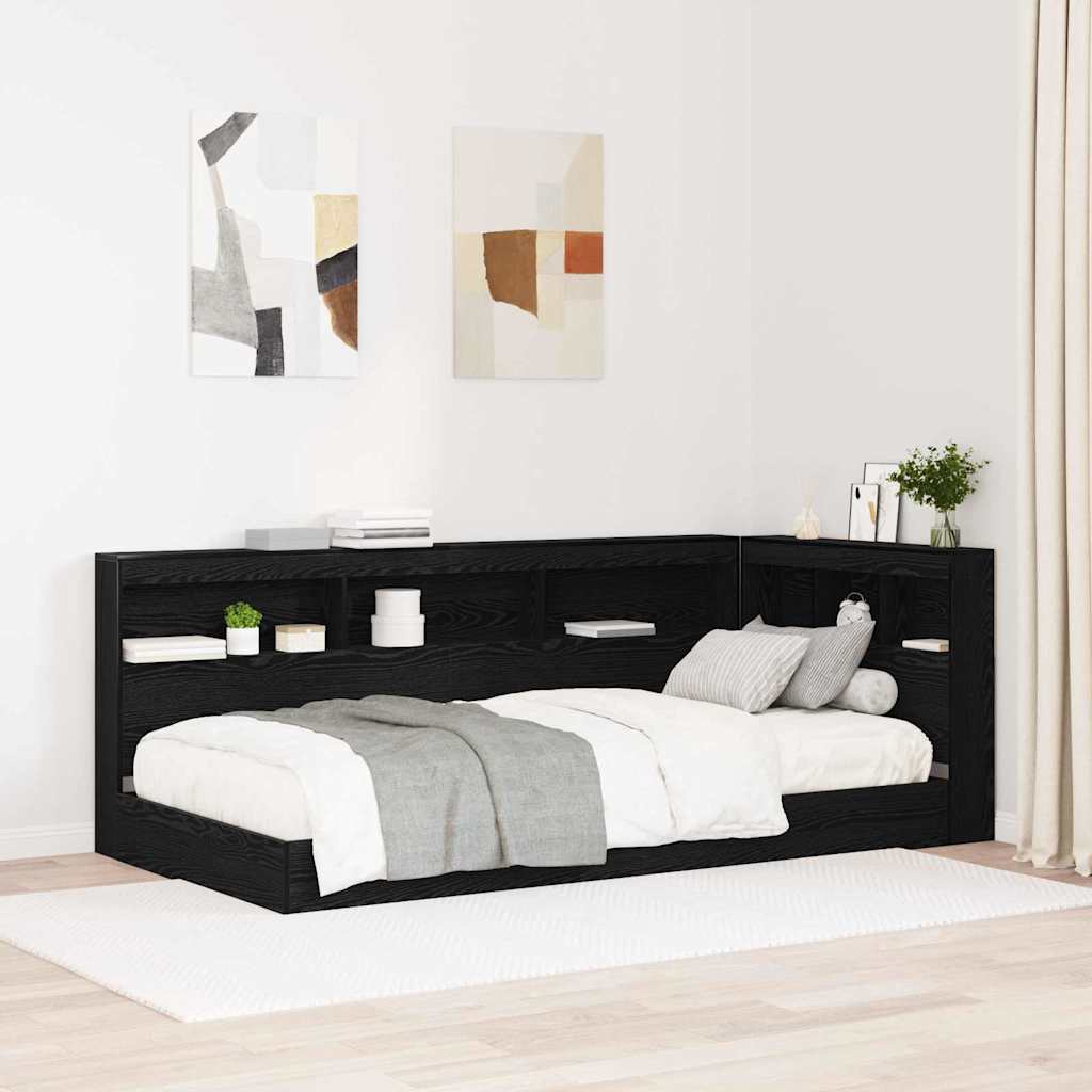 vidaXL Aufbewahrungskopfteil Schwarz Eichen-Optik 90 cm Holzwerkstoff