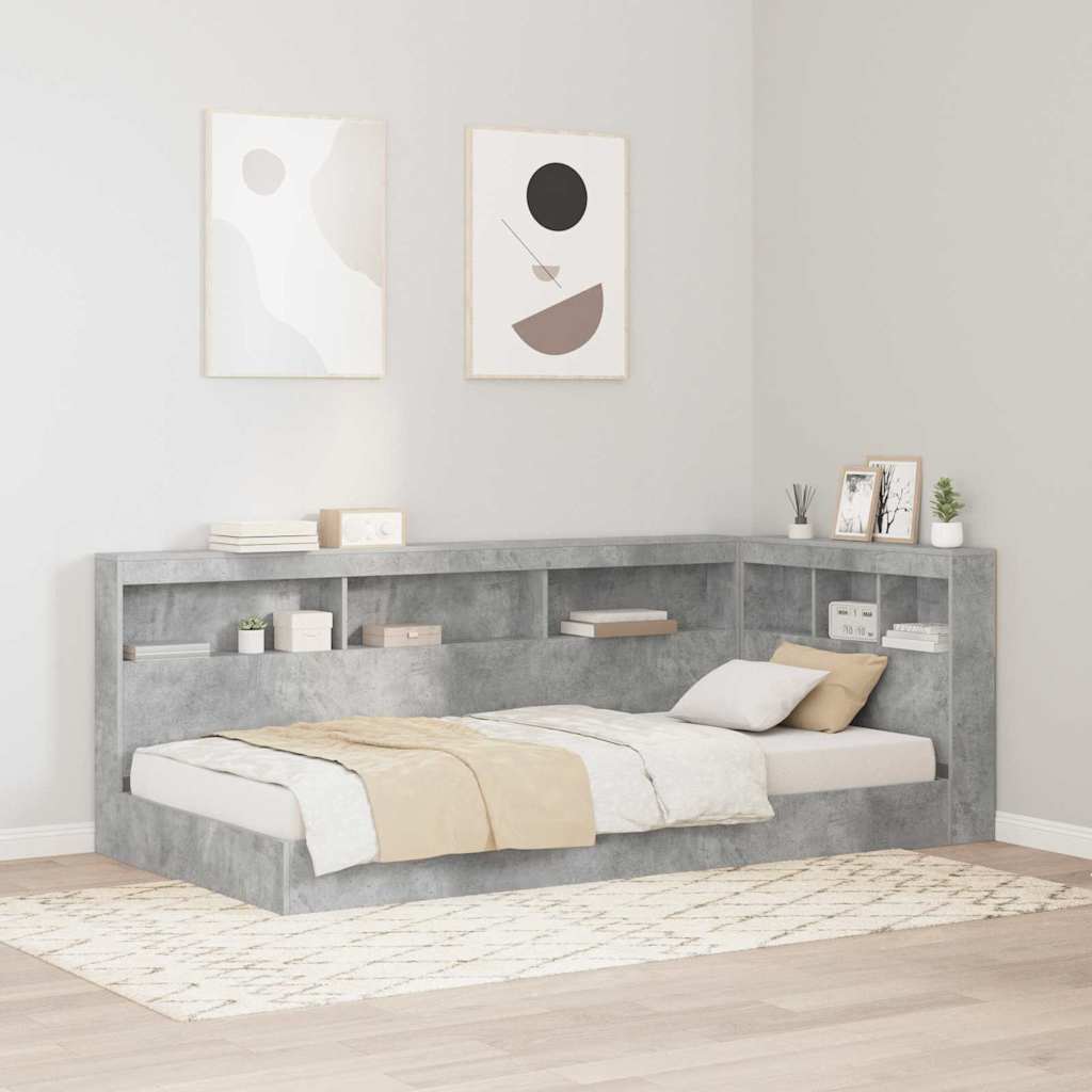 vidaXL Aufbewahrungskopfteil mit Regal Beton Grau 90 cm Holzwerkstoff