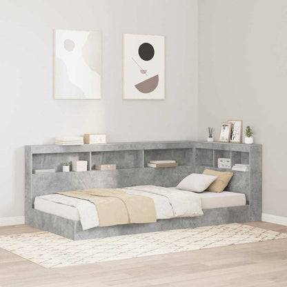 vidaXL Aufbewahrungskopfteil mit Regal Beton Grau 90 cm Holzwerkstoff