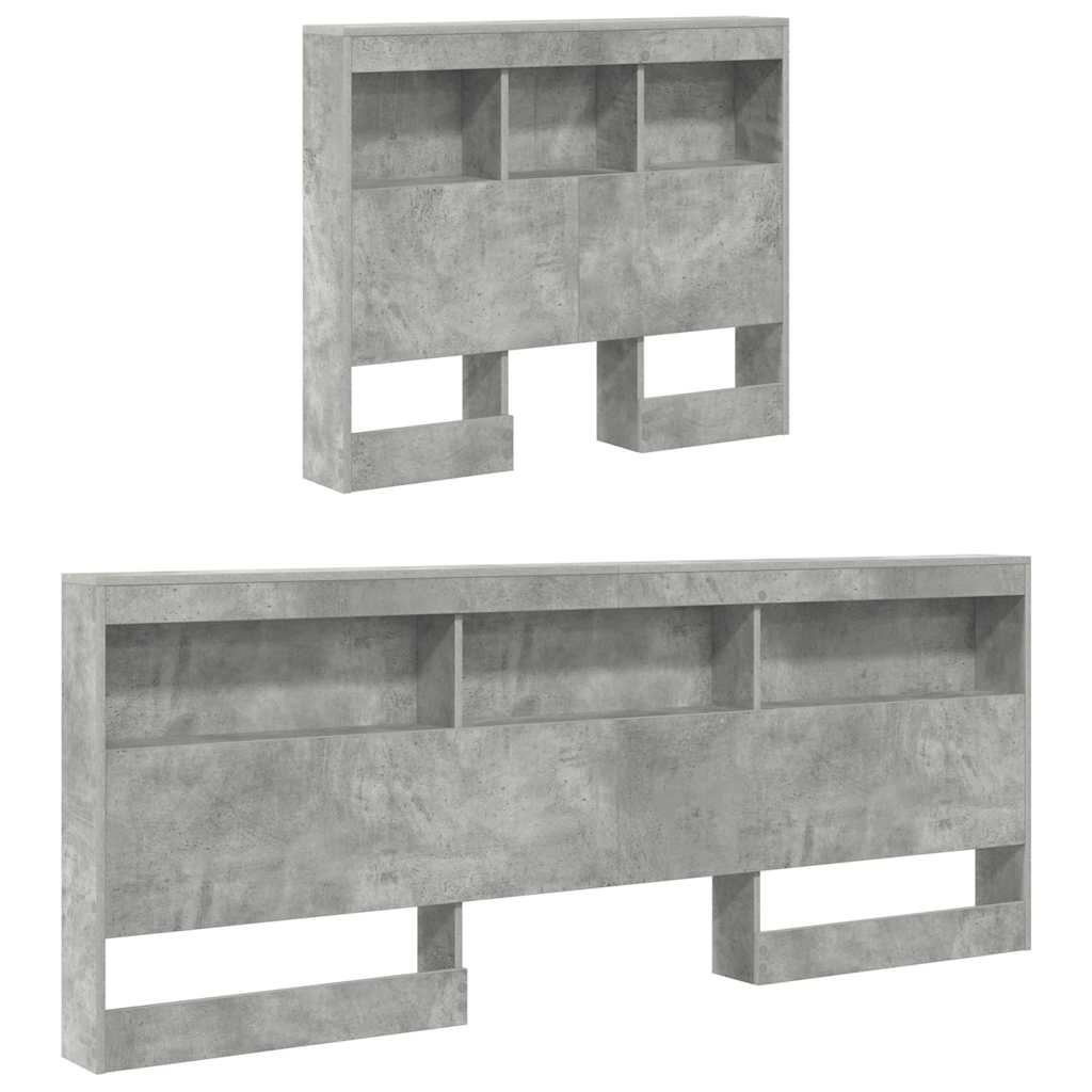 vidaXL Aufbewahrungskopfteil mit Regal Beton Grau 90 cm Holzwerkstoff