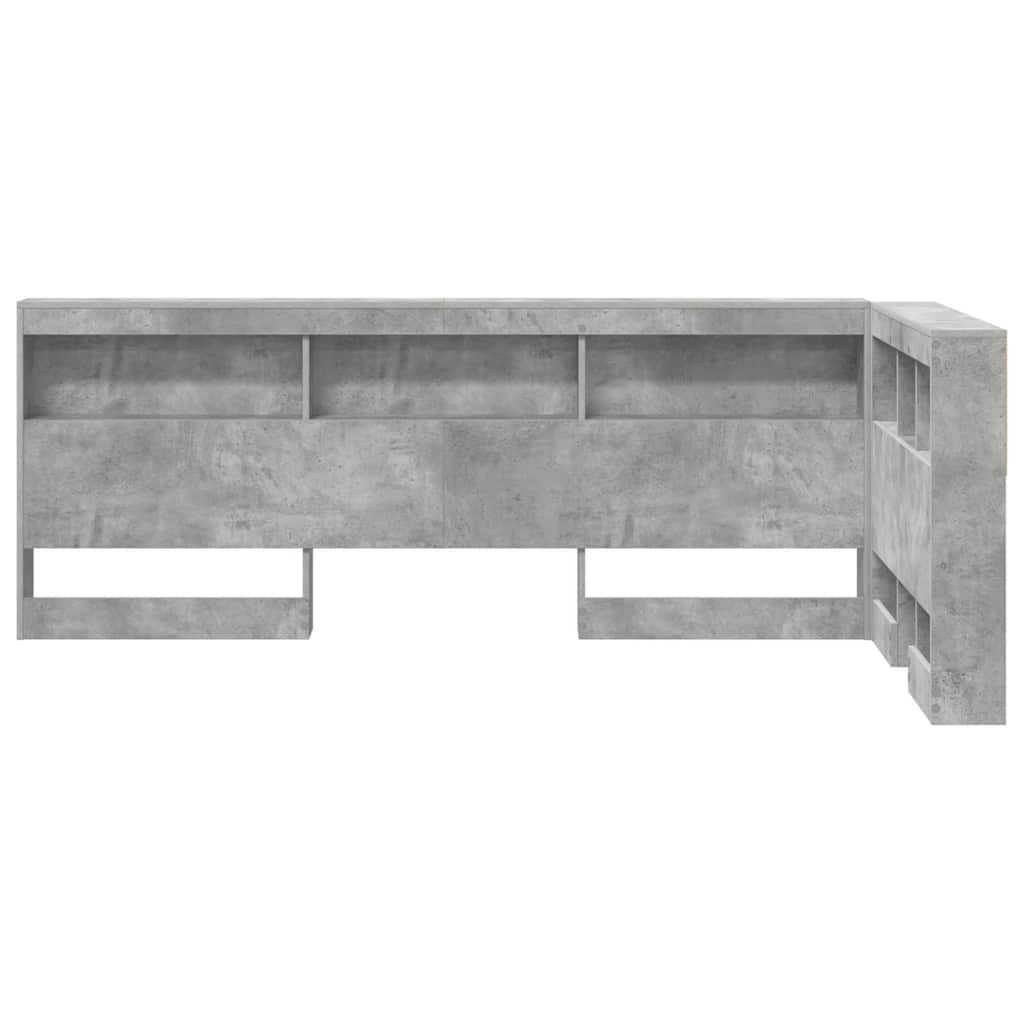 vidaXL Aufbewahrungskopfteil mit Regal Beton Grau 90 cm Holzwerkstoff