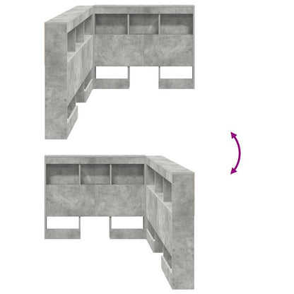 vidaXL Aufbewahrungskopfteil mit Regal Beton Grau 90 cm Holzwerkstoff