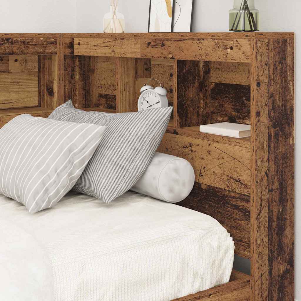 vidaXL Aufbewahrungskopfteil mit Regal Altholz 90 cm Holzwerkstoff