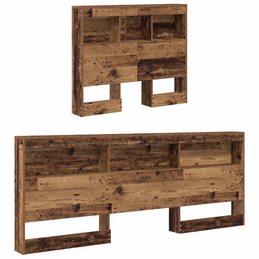 vidaXL Aufbewahrungskopfteil mit Regal Altholz 90 cm Holzwerkstoff