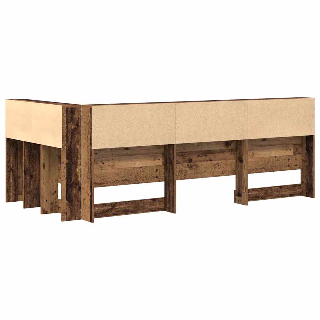 vidaXL Aufbewahrungskopfteil mit Regal Altholz 90 cm Holzwerkstoff