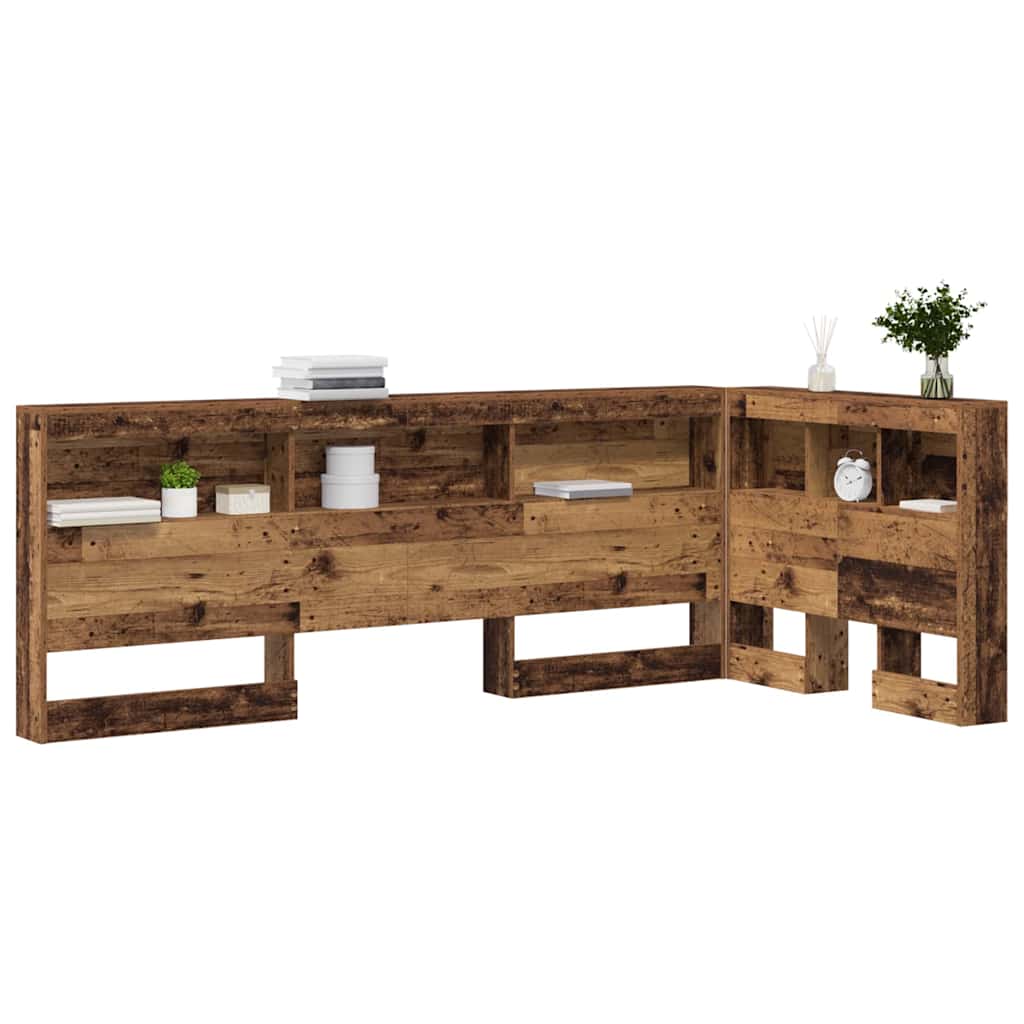 vidaXL Aufbewahrungskopfteil mit Regal Altholz 90 cm Holzwerkstoff