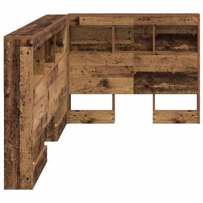 vidaXL Aufbewahrungskopfteil mit Regal Altholz 90 cm Holzwerkstoff