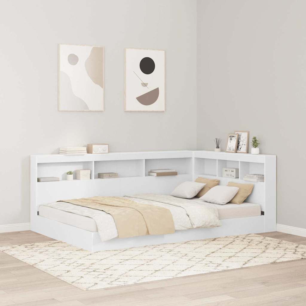 vidaXL Aufbewahrungskopfteil mit Regal Weiß 207,5 x 137,5 x 76,5 cm